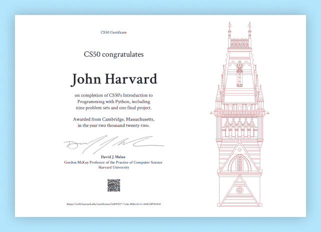 Harvard Certificate 